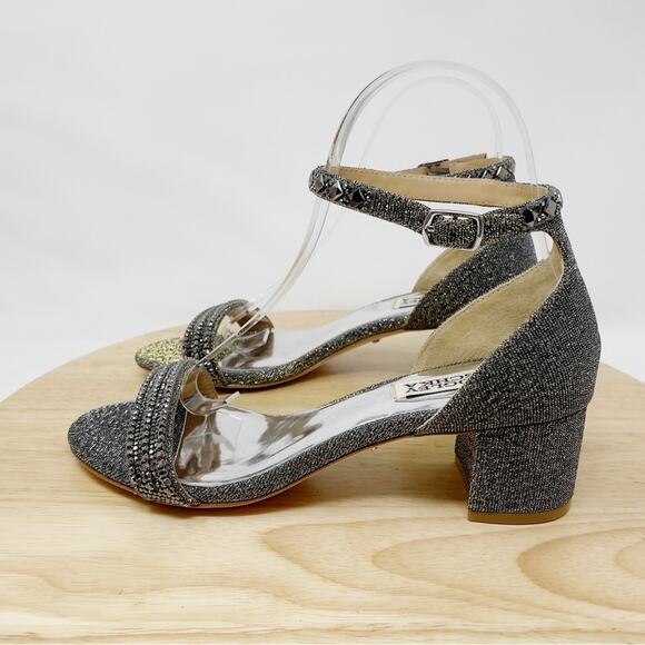 Badgley Mischka Metallic Embellished Block Heels Special Occasion Size 6.5 New - Picture 6 of 13